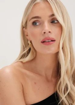 Jon Richard Gold Plated Cubic Zirconia & Polished Chain Hoops