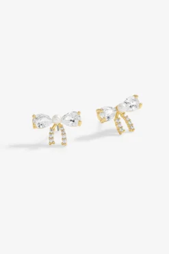 Jon Richard Gold Plated Cubic Zirconia & Pearl Bow Earrings