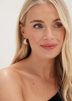 Jon Richard Gold Plated Chunky Ridge Dome Earrings