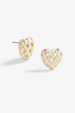 Jon Richard Gold Plated Enamel Heart Weave Earrings
