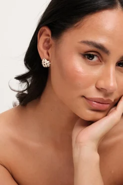 Jon Richard Gold Plated Enamel Heart Weave Earrings