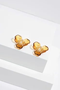 Jon Richard Gold Plated Flower Resin Earrings