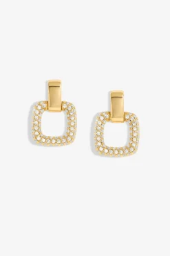 Jon Richard Gold Plated Micro Pave Door Knocker Earrings