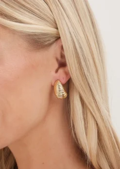 Jon Richard Gold Plated Ridge Dome Hoops