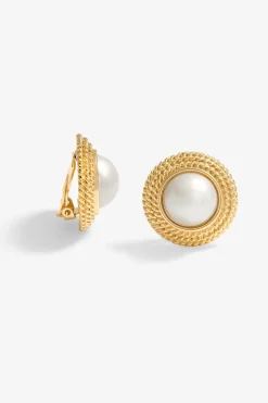 Jon Richard Gold Plated Statement Pearl Dome Clip Earrings
