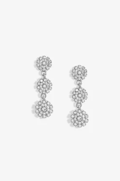 Jon Richard Rhodium Plated Cubic Zirconia Mini Flower Drop Earrings