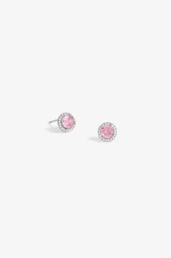 Jon Richard Rhodium Plated & Pink Stud Earrings