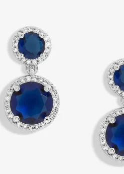 Jon Richard Rhodium Plated & Sapphire Double Halo Earrings