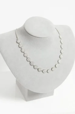 Jon Richard Rhodium Plated Cubic Zirconia Mini Flower Adjustable Necklace