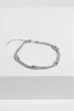Jon Richard Rhodium Plated Mesh & Kiss Bracelet
