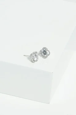 Jon Richard Silver Cubic Zirconia & Pave Stud Earrings