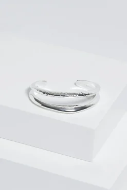 Jon Richard Silver Plated Hammered & Polished Cuff