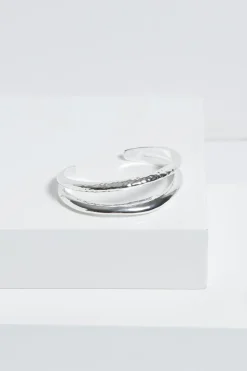 Jon Richard Silver Plated Hammered & Polished Cuff