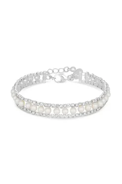 Jon Richard Silver Plated Pearl And Crystal Bracelet