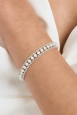 Jon Richard Silver Plated Pearl And Crystal Bracelet