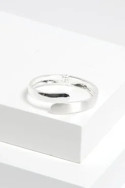 Jon Richard Silver Plated Polished Satin Open Hinge Bangle