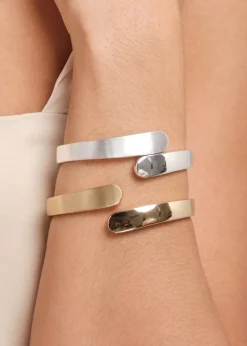 Jon Richard Silver Plated Polished Satin Open Hinge Bangle