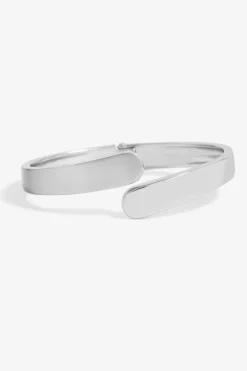 Jon Richard Silver Plated Polished Satin Open Hinge Bangle