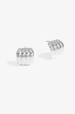 Jon Richard Silver Plated Ridge Stud Earrings