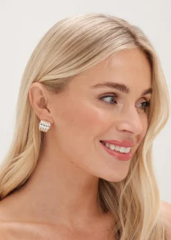 Jon Richard Silver Plated Ridge Stud Earrings