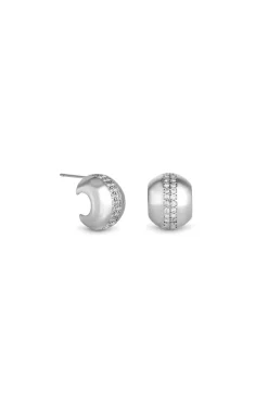 Jon Richard Silver Plated Polished Crystal Dome Stud Earrings