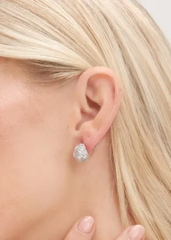 Jon Richard Silver Plated Cubic Zirconia Dome Earrings