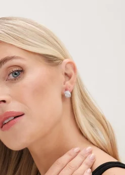 Jon Richard Silver Plated Cubic Zirconia Dome Earrings