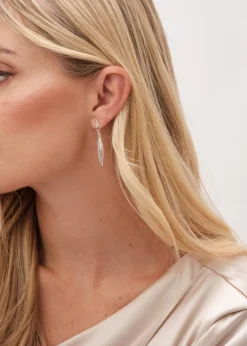 Jon Richard Silver Plated Ridge Drop Earrings