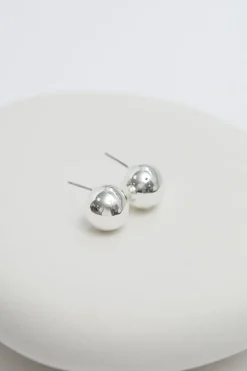 Jon Richard Silver Plated Polished Orb Stud Earrings