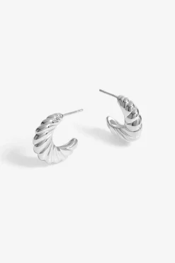 Jon Richard Silver Plated Ridge Hoop Earrings