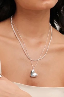 Jon Richard Silver Plated Double Row Molten Heart Necklace