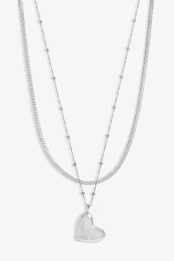 Jon Richard Silver Plated Double Row Molten Heart Necklace