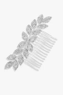Jon Richard Silver Plated Crystal Leaf Comb