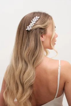 Jon Richard Silver Plated Crystal Leaf Comb