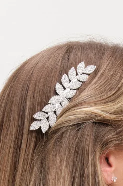 Jon Richard Silver Plated Crystal Leaf Comb