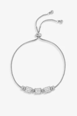 Jon Richard Silver Plated Pave Charm Toggle Bracelet