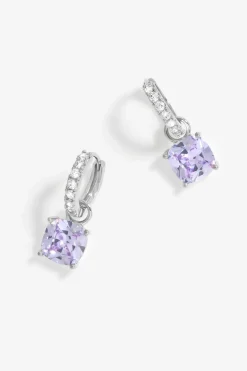 Jon Richard Silver Plated & Lavender Huggie Earrings