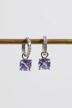 Jon Richard Silver Plated & Lavender Huggie Earrings