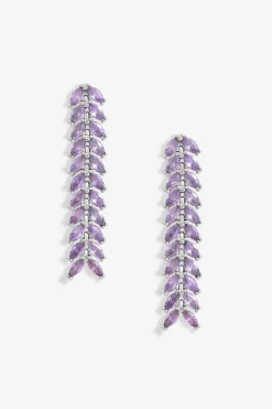 Jon Richard Silver Rhodium Plated Lavender Leaf Earrings