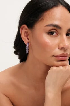 Jon Richard Silver Rhodium Plated Lavender Leaf Earrings