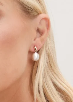 Jon Richard Two Tone Satin Orb Drop Earrings