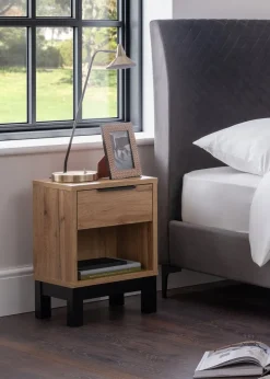 Julian Bowen Bali 1 Drawer Bedside in Light Brown (50 x 35 x 26cm)