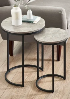 Julian Bowen Black Staten Round Nesting Side Tables (55 x 40 x 40cm)