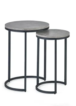 Julian Bowen Black Staten Round Nesting Side Tables (55 x 40 x 40cm)