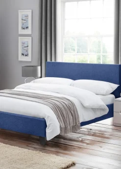Julian Bowen Blue Linen Rialto Bed