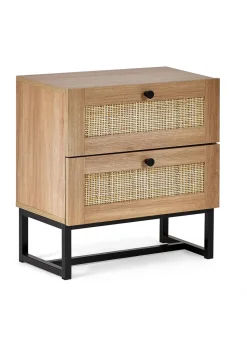 Julian Bowen Brown Padstow 2 Drawer Bedside in Oak(55 x 50 x 30cm)