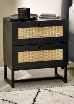 Julian Bowen Padstow 2 Drawer Bedside in Black (55 x 50 x 30cm)
