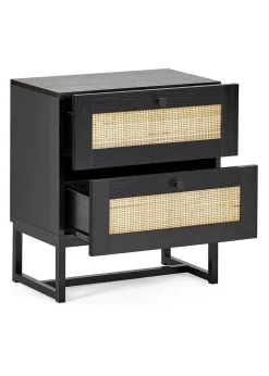 Julian Bowen Padstow 2 Drawer Bedside in Black (55 x 50 x 30cm)