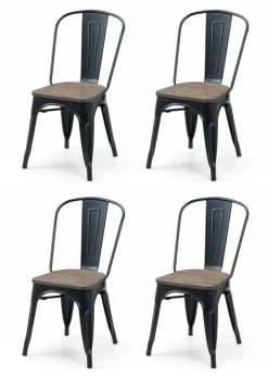 Julian Bowen Set Of 4 Grafton Metal Chairs (85 x 46 x 43 cm)