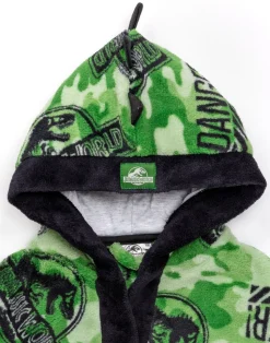 Jurassic World Boys Green Camo Logo Print Bathrobe (4 - 12 Years)